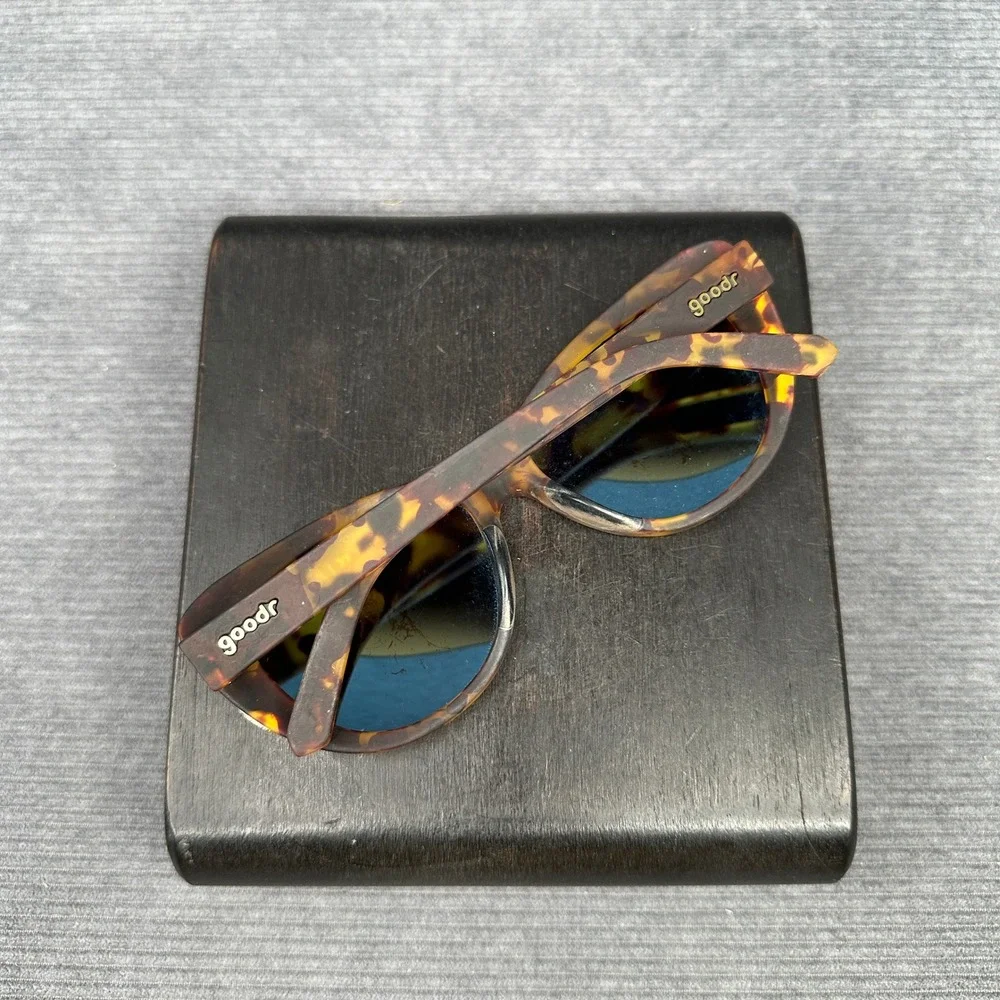 Goodr Fast As Shell Sunglasses Tortoise Cat Eye Blue Mirrored Polarized Lenses